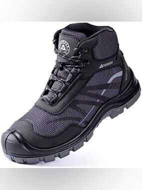 Taerdun Men's Black and Gray Lightweight Safety Boot